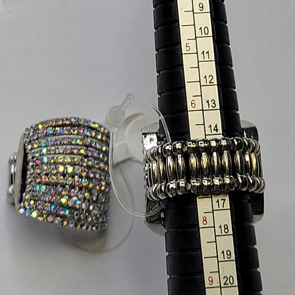Glitter Bling Statement Ring Crystal Stretch Band… - image 5